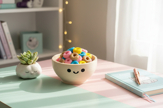 Kawaii Cereal Clicker - Desk Lifestyle