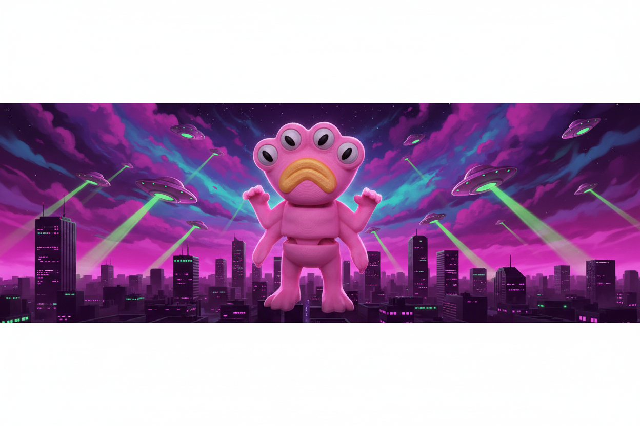 Pink Flexi Alien Figure – Articulated 3D Printed Collectible | Fiendworks Studio