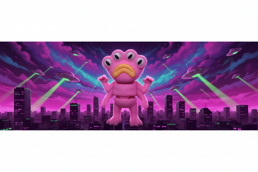 Pink Flexi Alien Figure – Articulated 3D Printed Collectible | Fiendworks Studio.