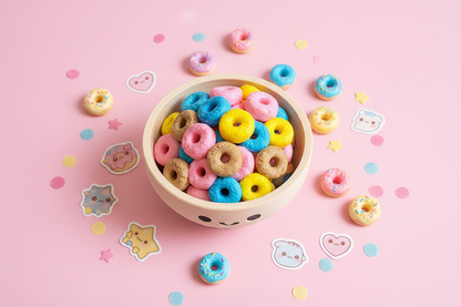 Kawaii Cereal Clicker - Flat Lay